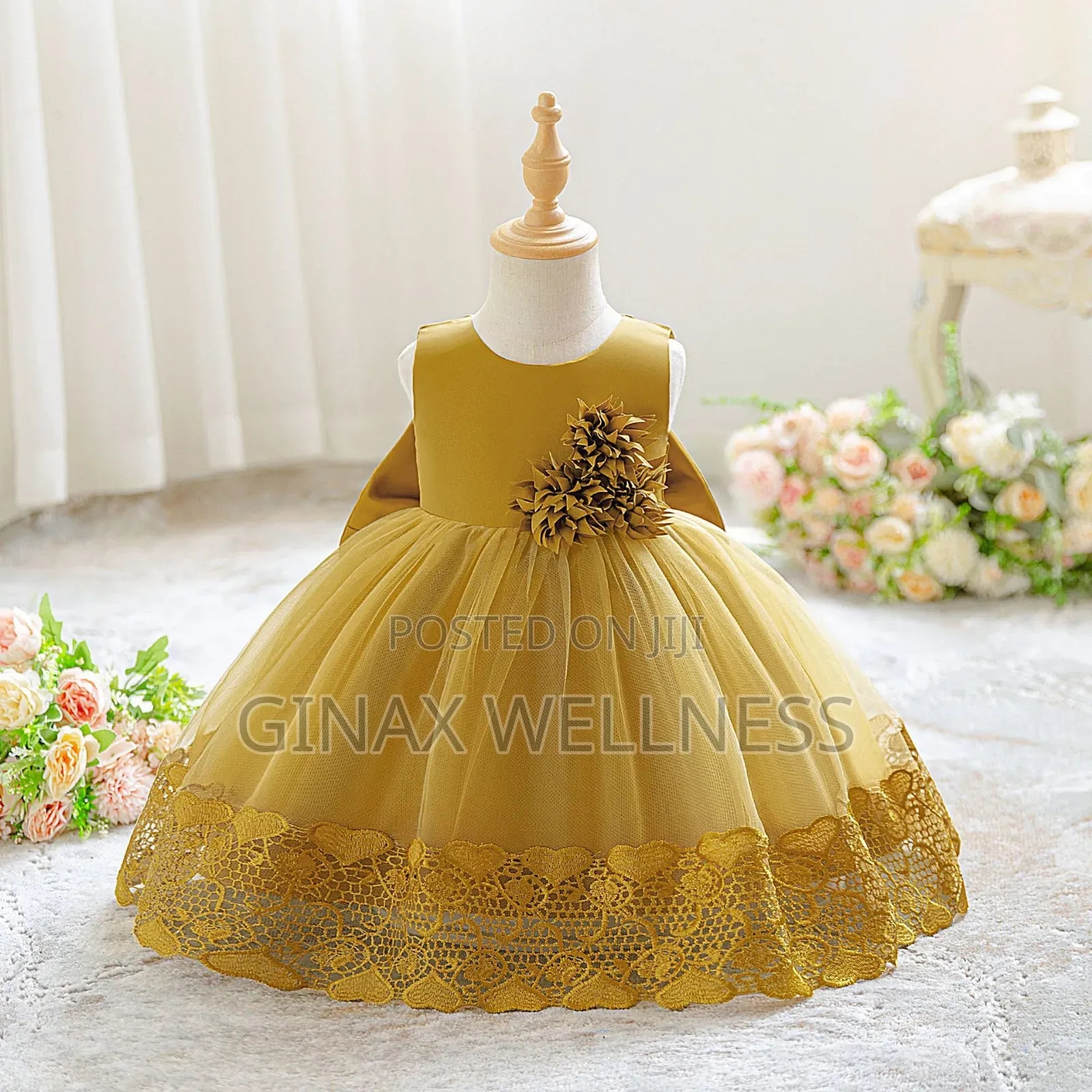 Baby Girls Princess Party Dress With Lace and Flower Detail (3-12m)