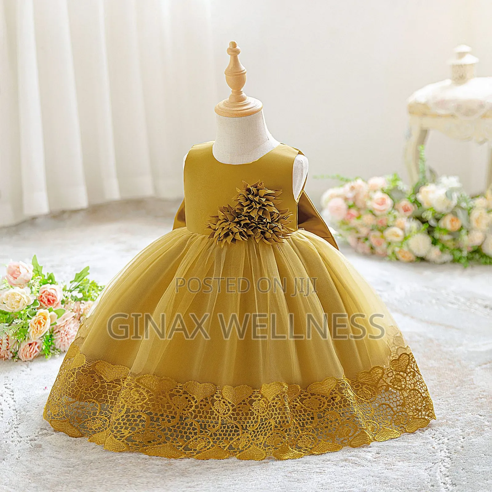 Baby Girls Princess Party Dress With Lace and Flower Detail (3-12m)