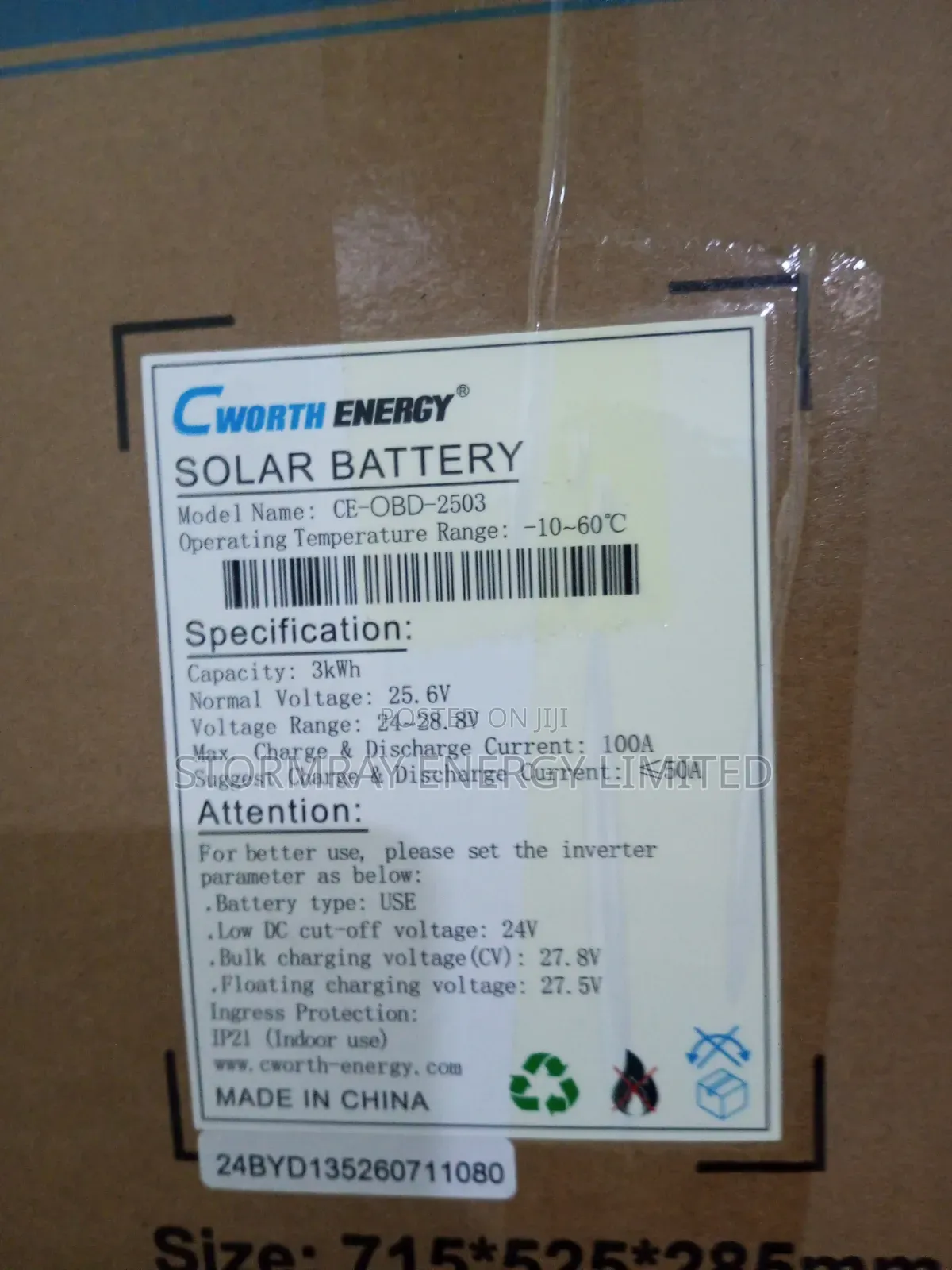 CWorth Energy 3kWh 24v Battery