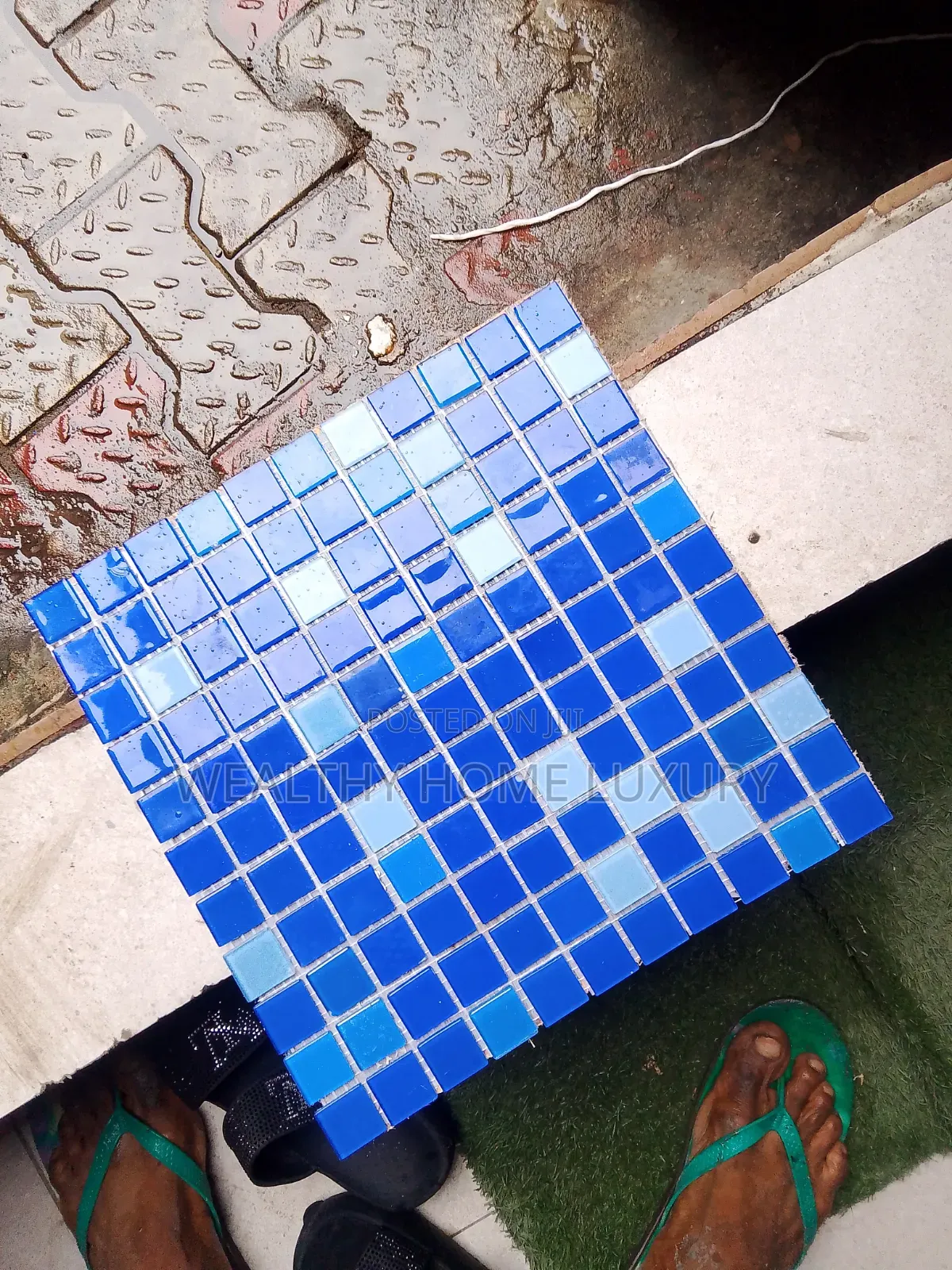 High Quality Blue Mix Glass Mosaic Swimming Pool Tiles