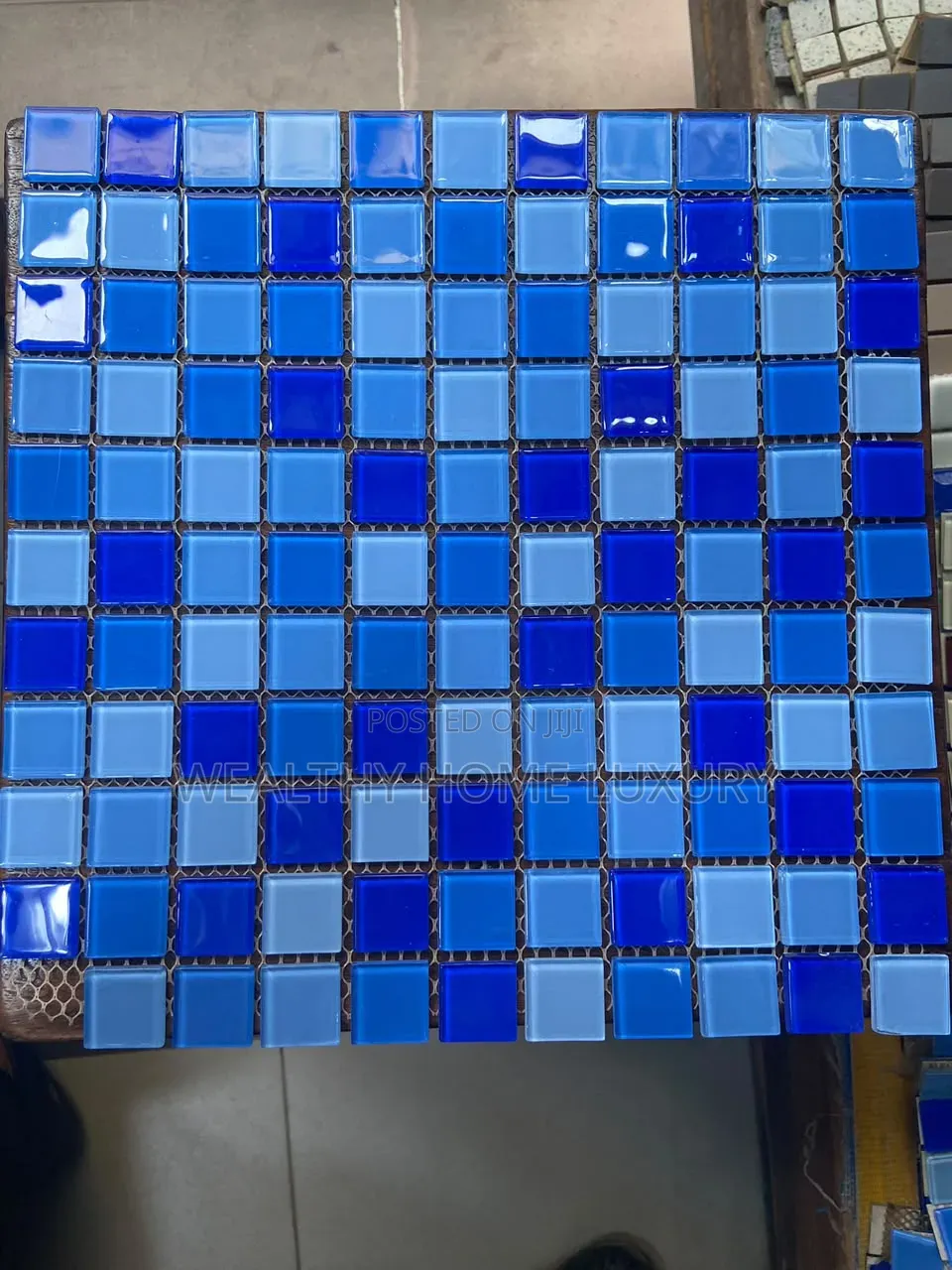 High Quality Blue Mix Glass Mosaic Swimming Pool Tiles