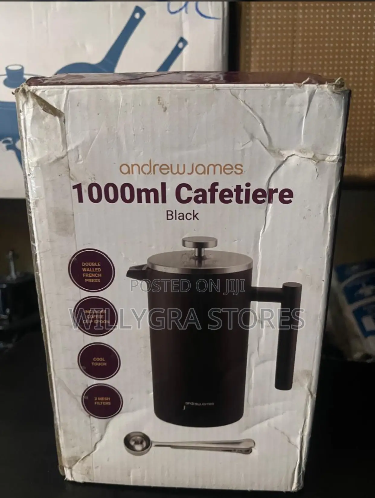 Andrew James Double Walled Stainless Steel Cafetiere