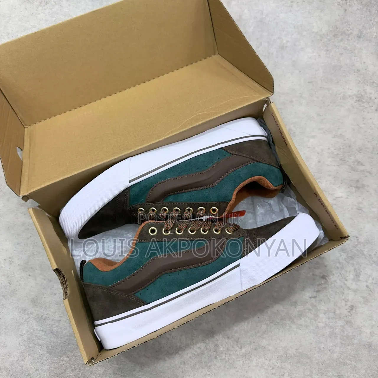 Original KNU SKOOL VANS “Brown and Green/Caramel” Colour Sneakers