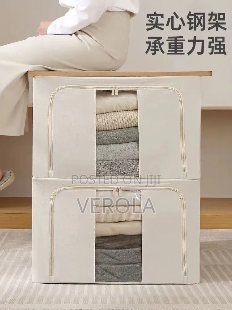 Heavy-Duty SteelFrameClothes Storage Organizer Box With Clear Window