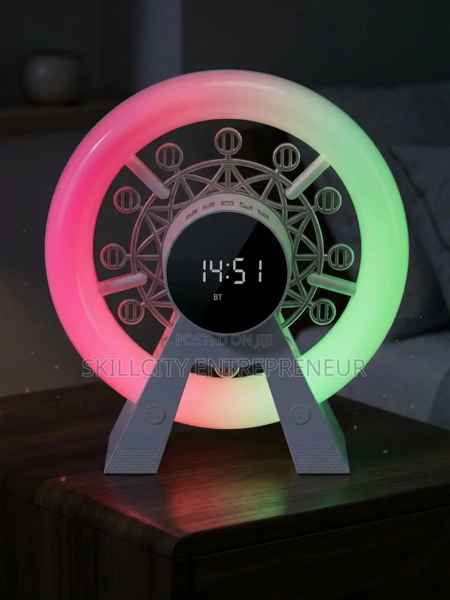 Rechargeable Bluetooth Speaker, RGB Night Light Alarm Clock