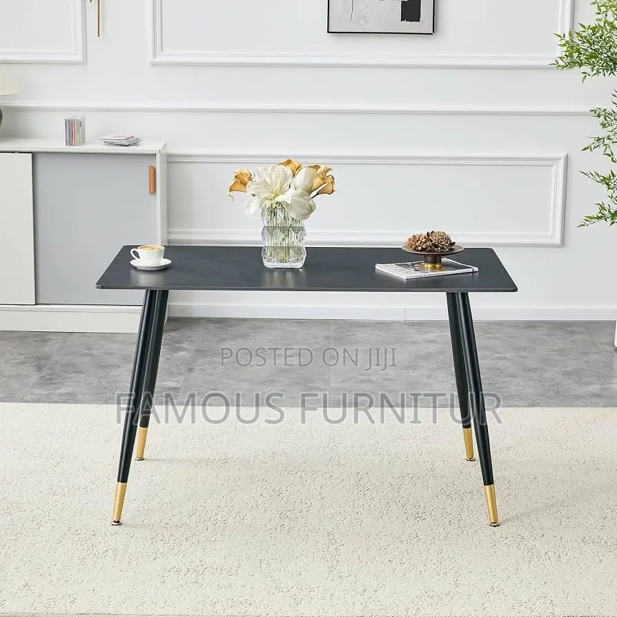Rectangular Dining Table Featuring a White Faux-Marble