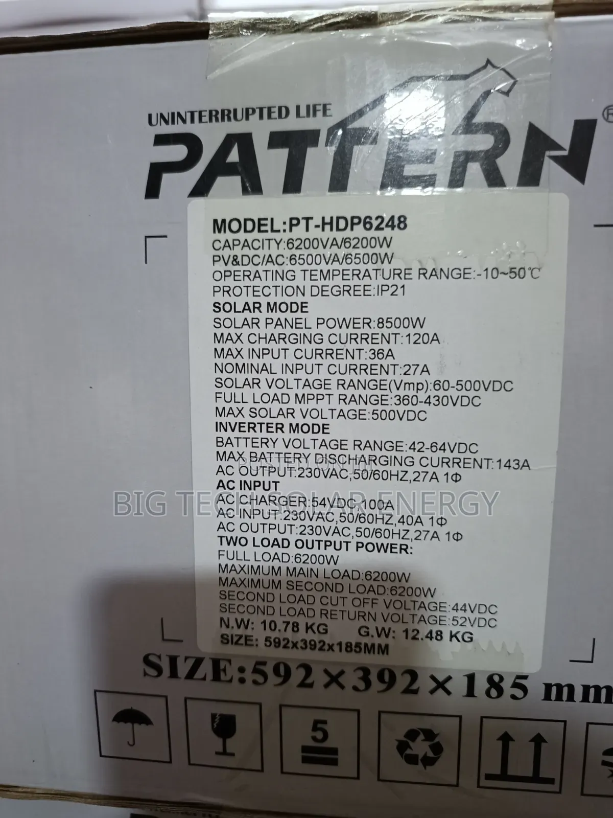 6.2kva 48v Pattern Solar Inverter Hybrid