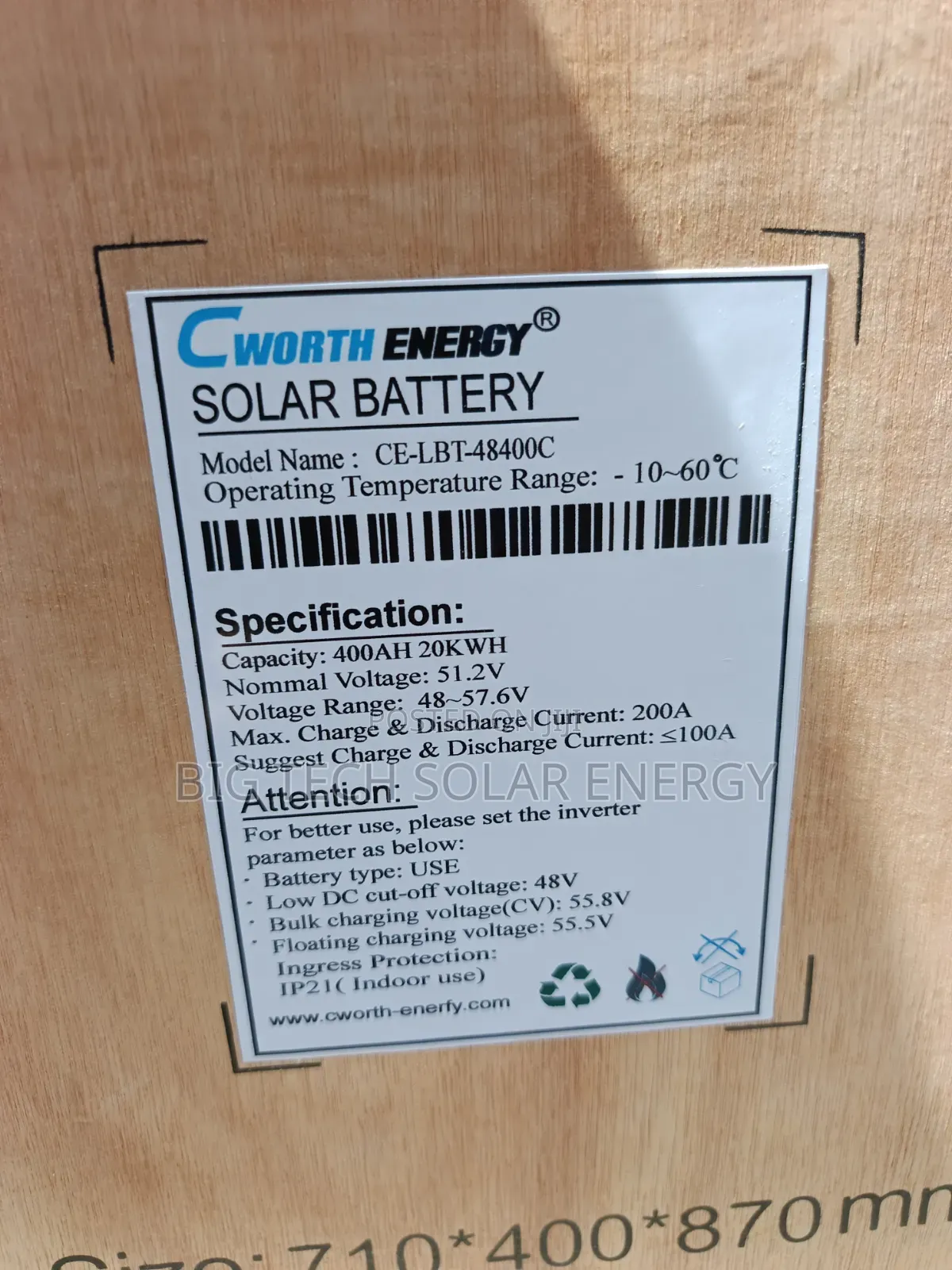 20kwh 48v Cworth Lithium Ion Battery