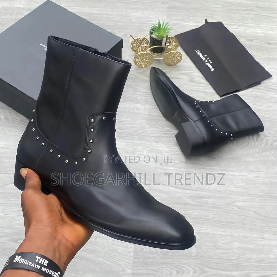 Men's Leather Saint Laurent L Wyatt Harness and Zippered Boots