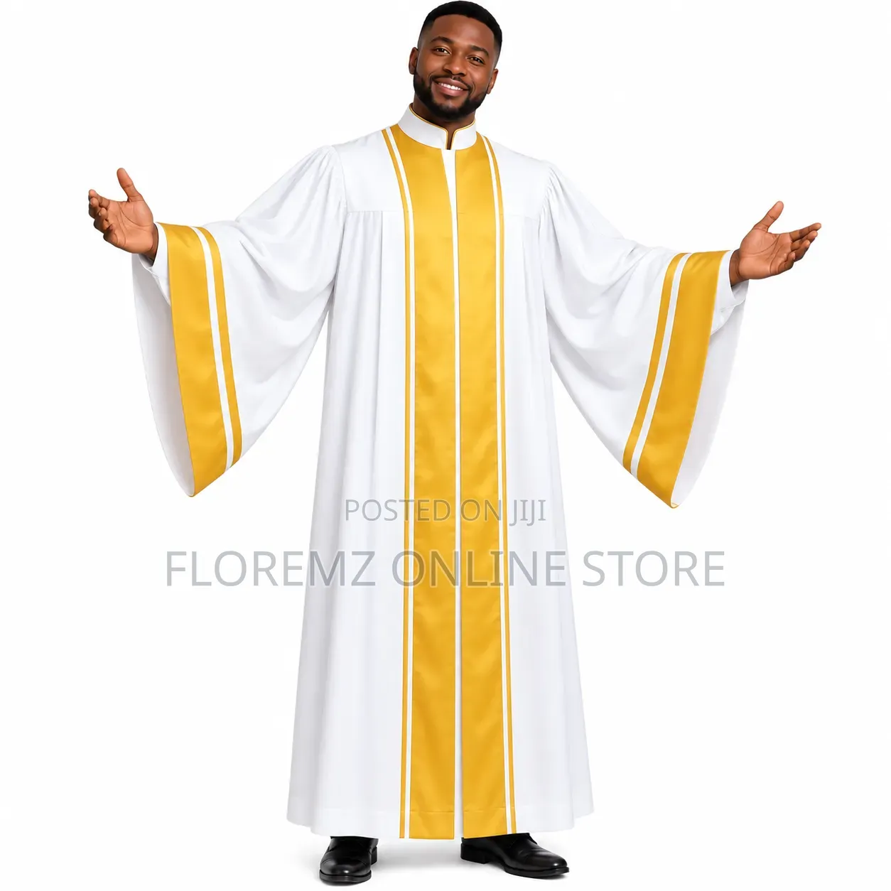 Bulk Rental of White and Gold Church Robes for Rent