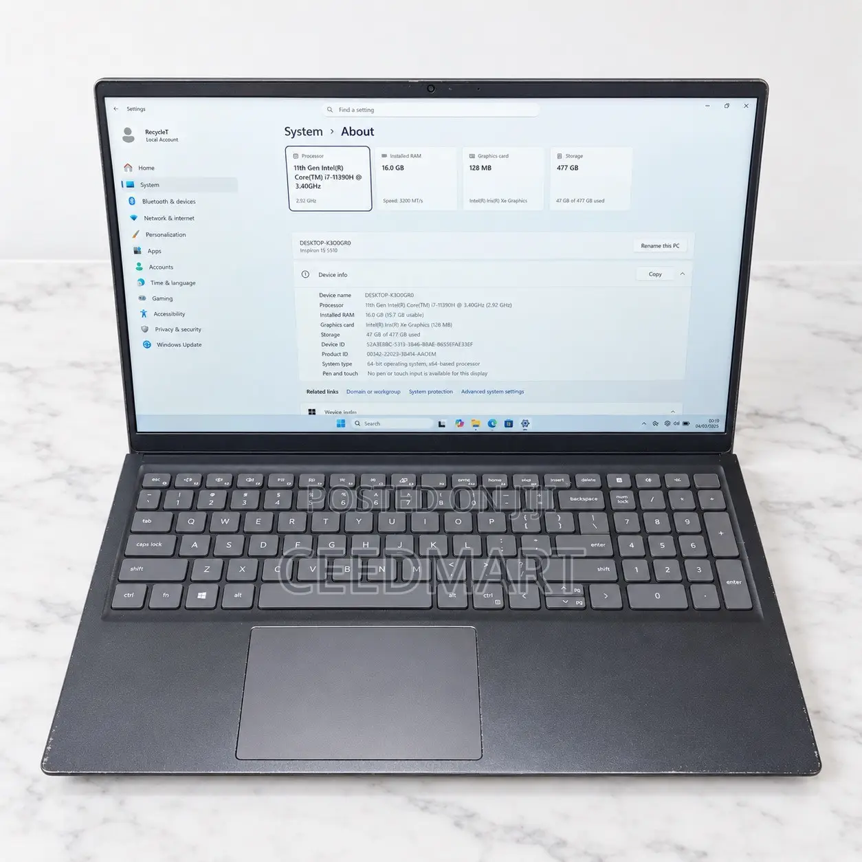 Laptop Dell Inspiron 15 5510 16GB Intel Core i7 SSD 512GB