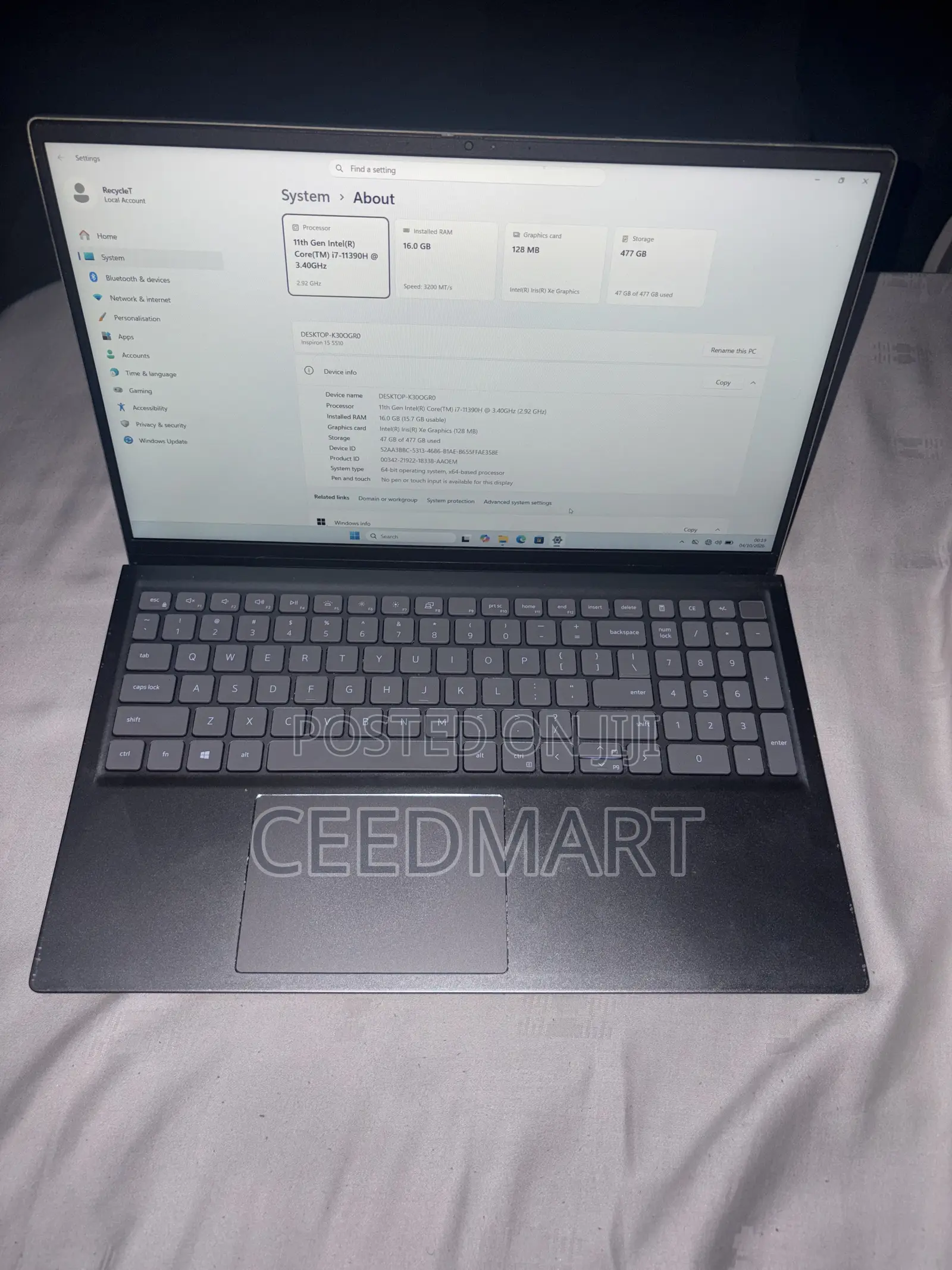 Laptop Dell Inspiron 15 5510 16GB Intel Core i7 SSD 512GB