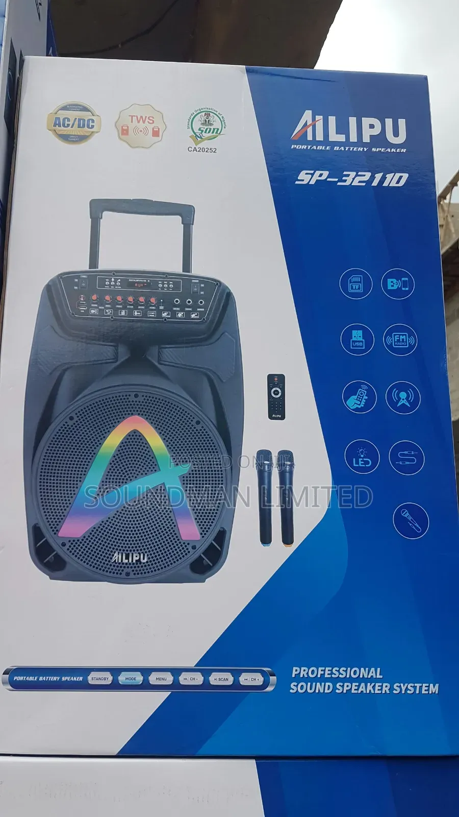 Ailipu Portable Rechargeable Speaker PA System Sp-3211d 12" Inches
