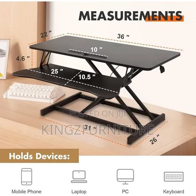 Desk Converter Height Adjustable Sit to Stand Riser 80cm