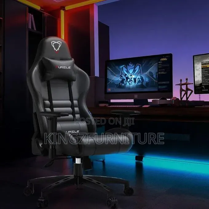 FURGLE Computer Racing Gaming Ergonomic Chair + Footrest- Black