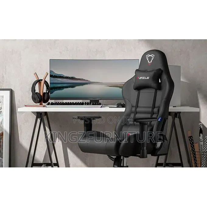 FURGLE Computer Racing Gaming Ergonomic Chair + Footrest- Black