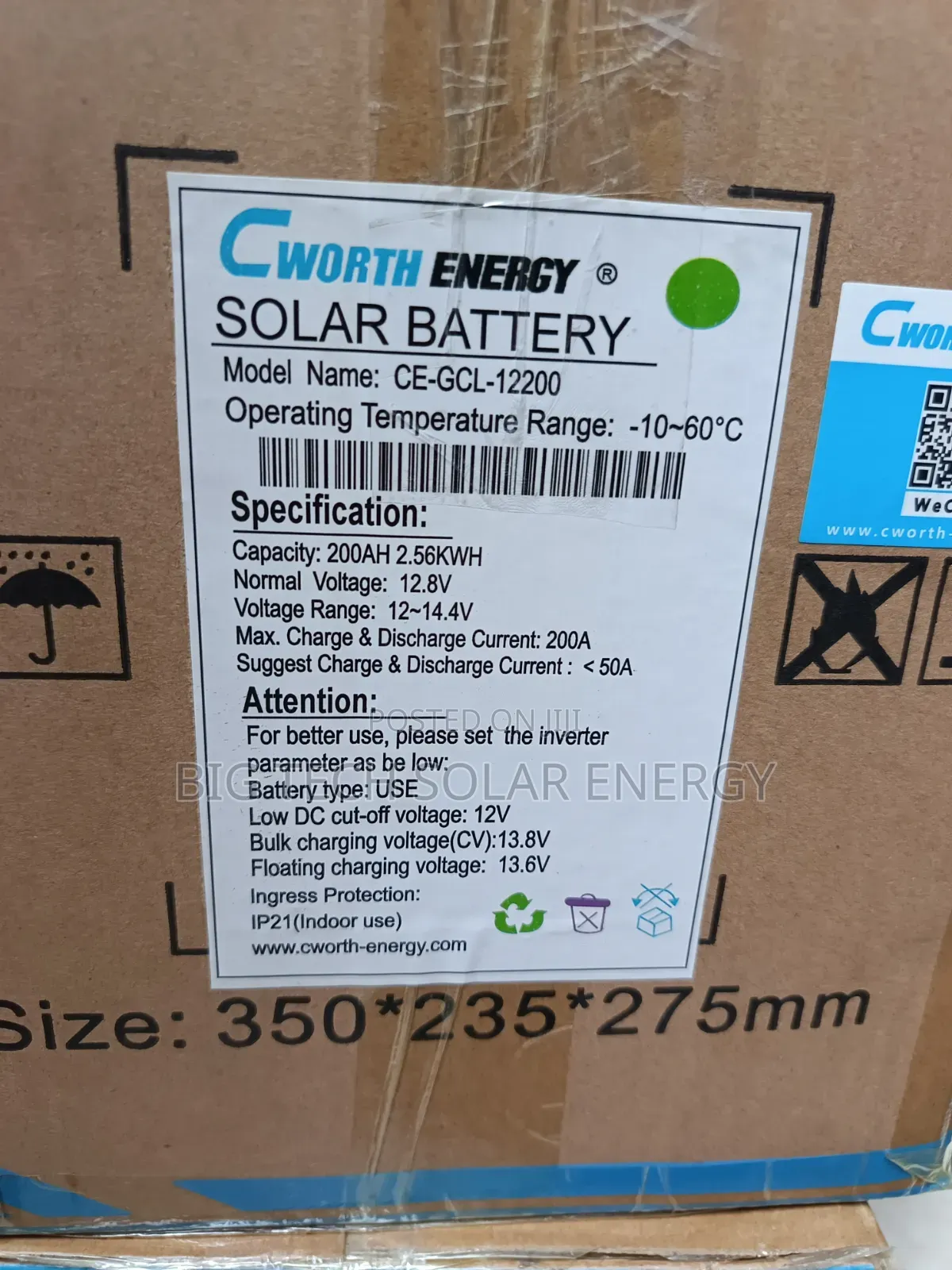 200ah 2.56kwh Cworth Energy Lithium Ion Battery