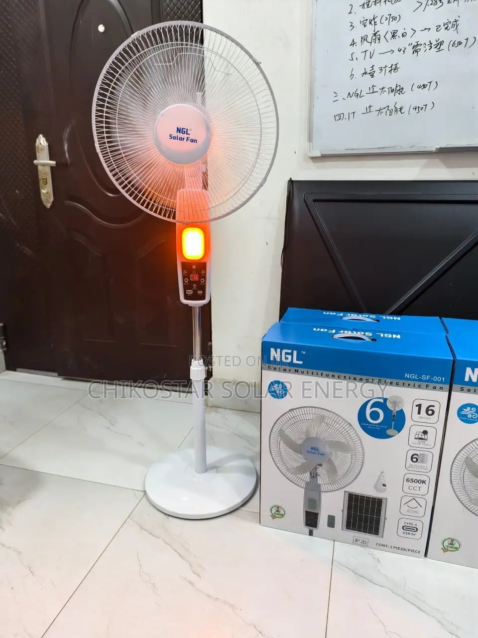 NGL 16” Solar Fan – Rechargeable Solar Multifunctional Electric Fan