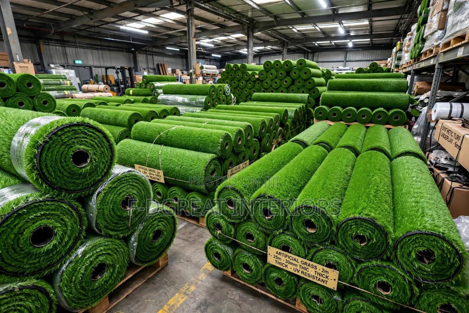 Carpet Grass Rug of Green, Red , Black