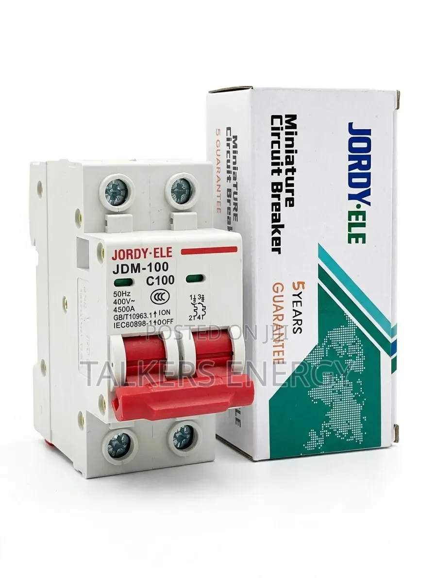 JORDY-ELE -100 2-Pole AC Miniature Circuit Breaker (C100, 400V AC)