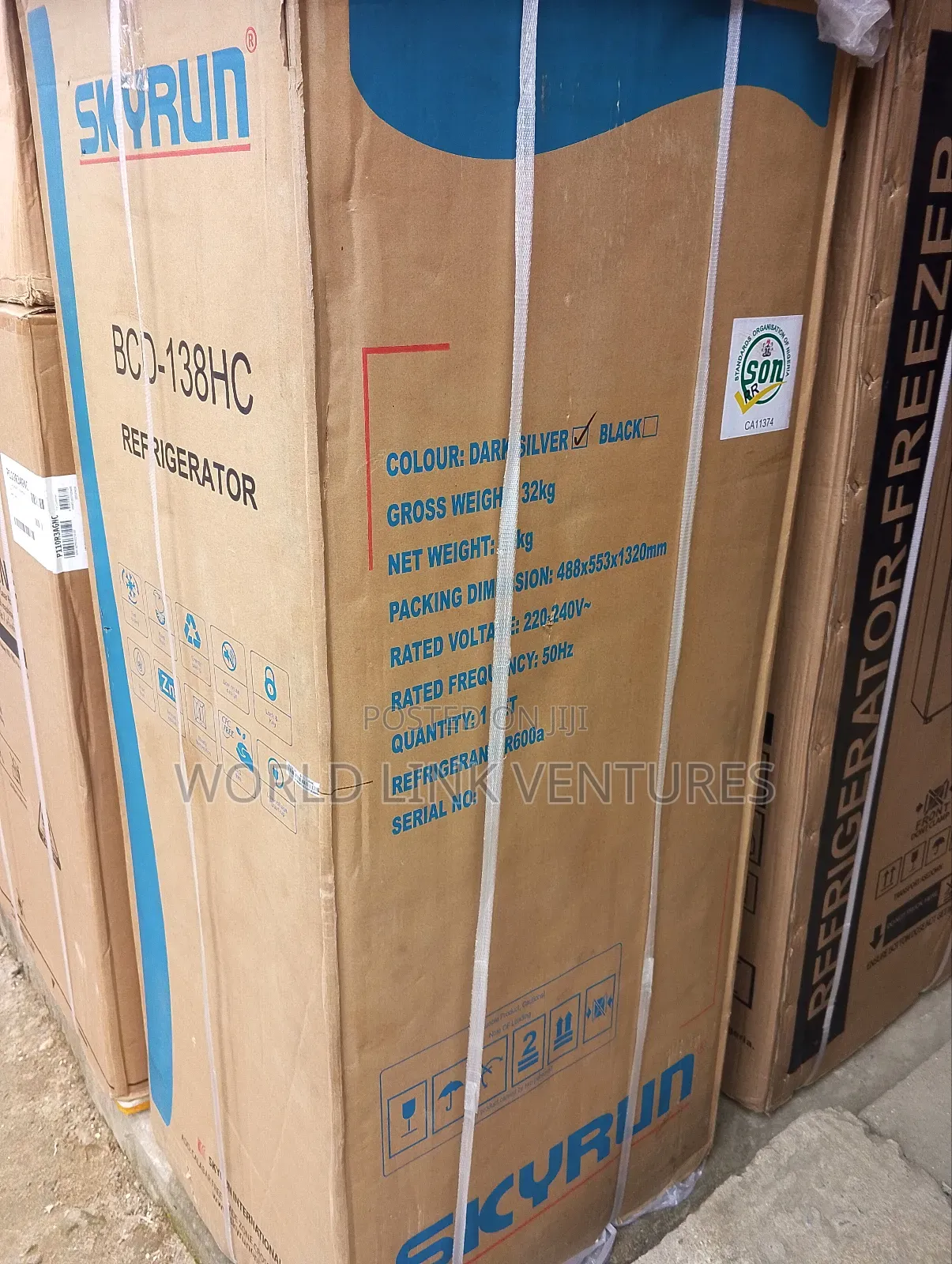 Skyrun Double Door Standing Fridge BCD-138HC