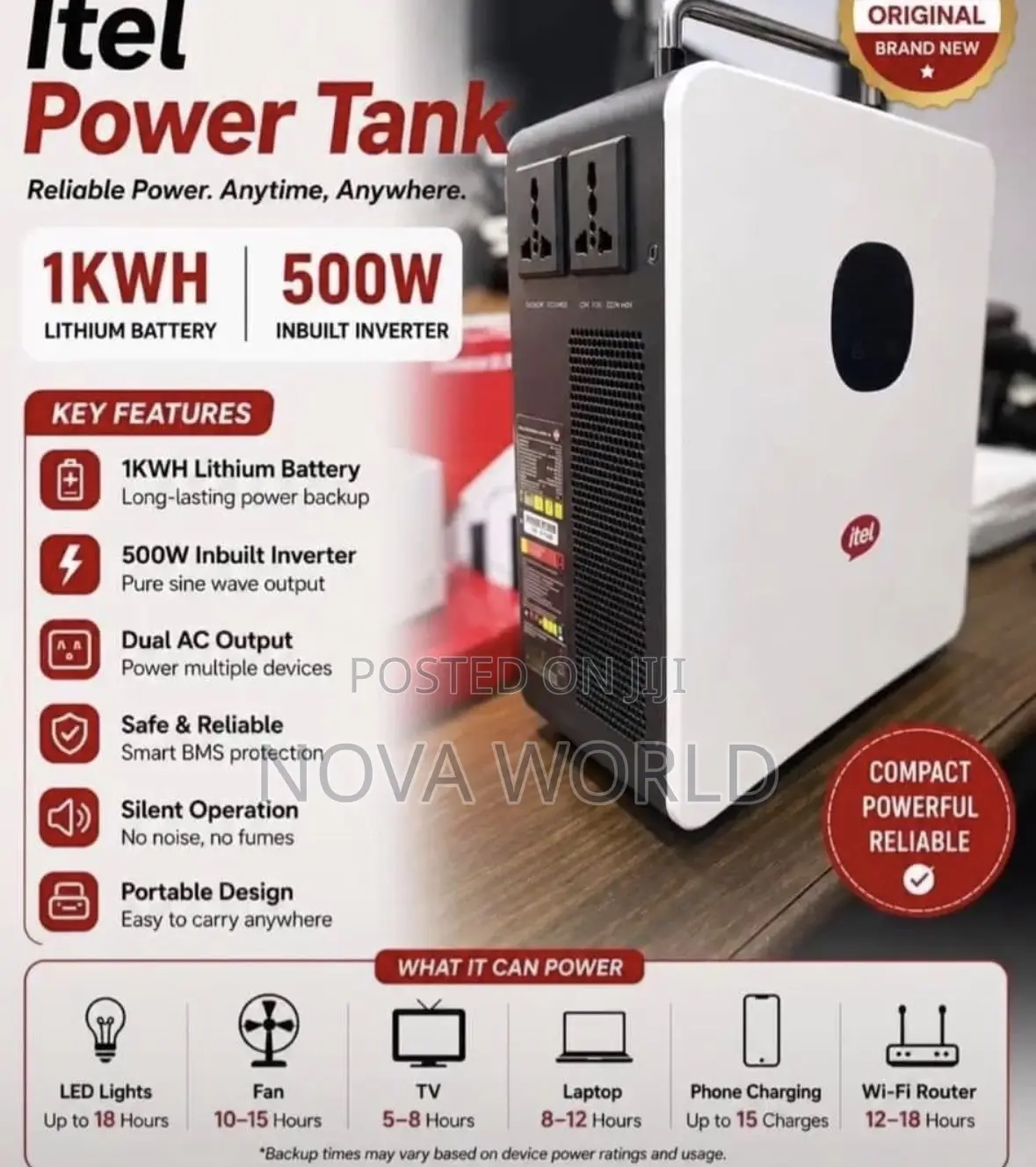 Itel Power Tank 500W 1000Wh | Portable Power Station