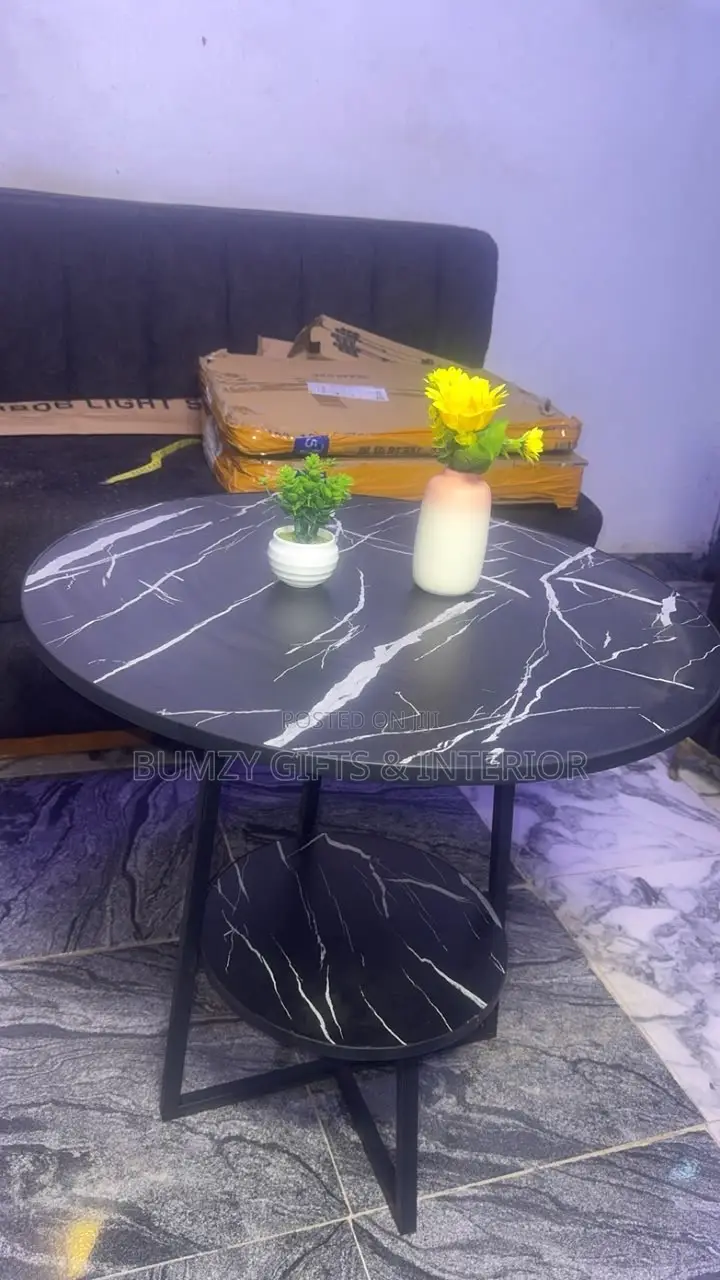Double Layer Faux Marble Center Table
