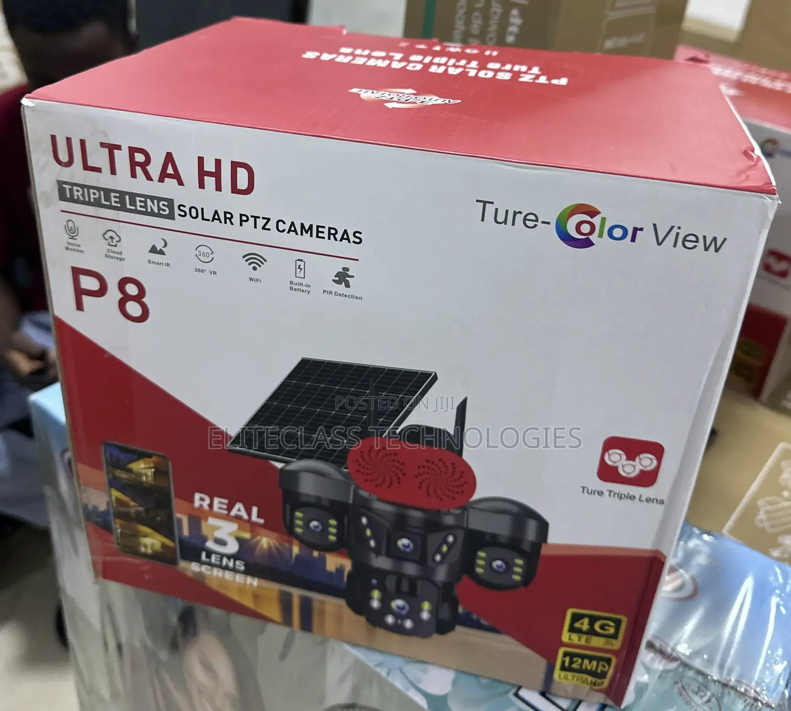 P8 Ultra HD Solar Surveillance Camera With Three Lenses