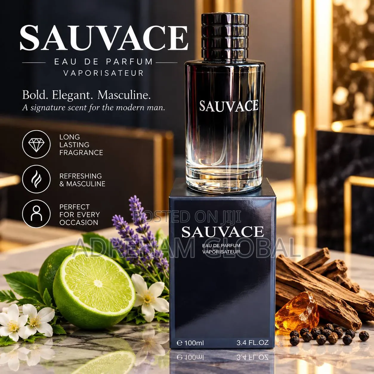 Sauvace Eau De Perfume– 100ml 
A Bold, Elegant and Masculine Fragrance