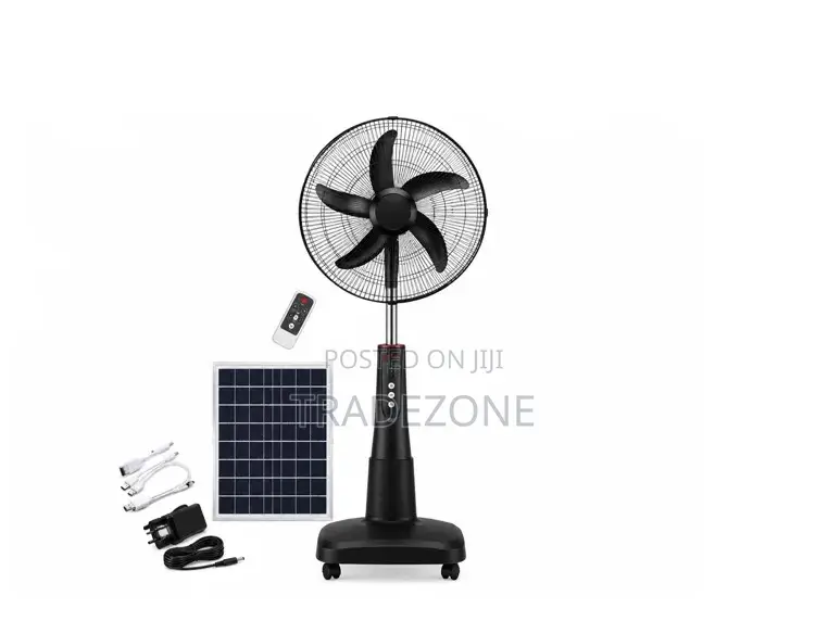 Polystar 18 Inch Solar Rechargeable Standing Fan With Remote |3718BUSB