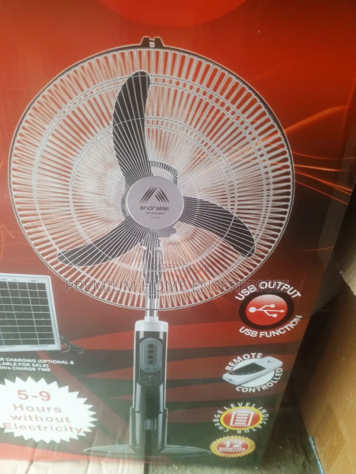 Andrakk Deluxe Rechargeable Standing Fan 18 Inches