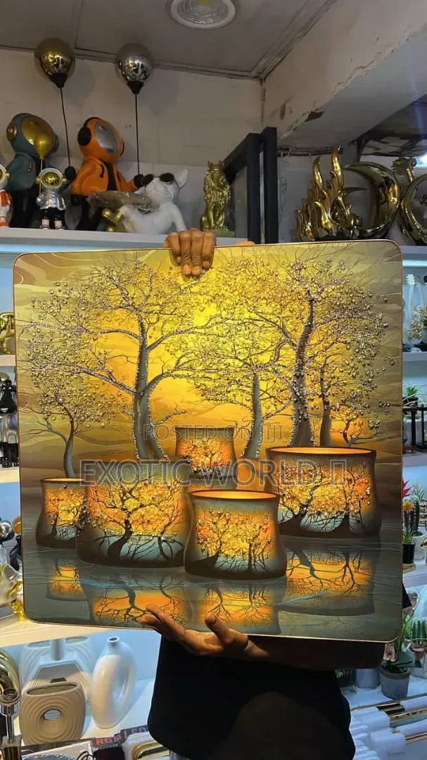 Large Gold Textured Abstract Wall Art With Gold Frame