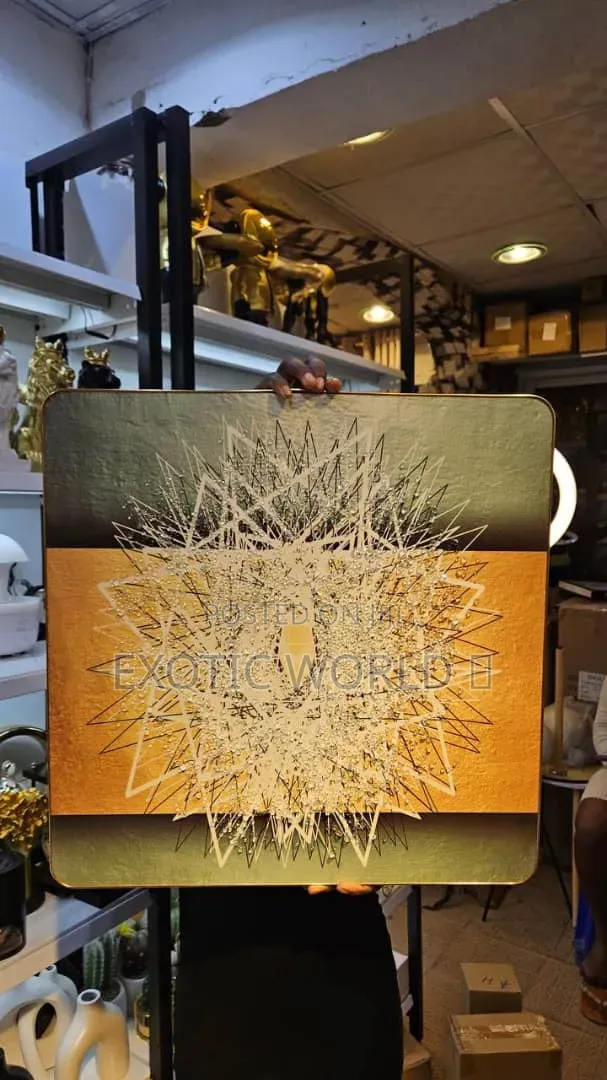 Large Gold Textured Abstract Wall Art With Gold Frame