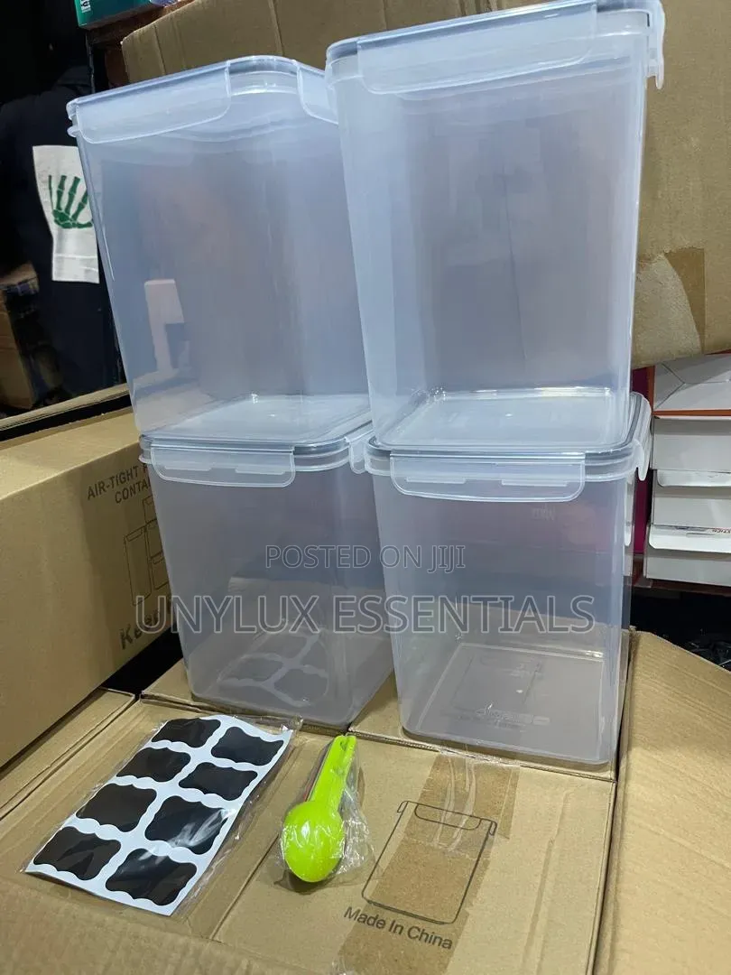 4in1 5L Storage Containers With Stickers, Pen and Measuring Spoons