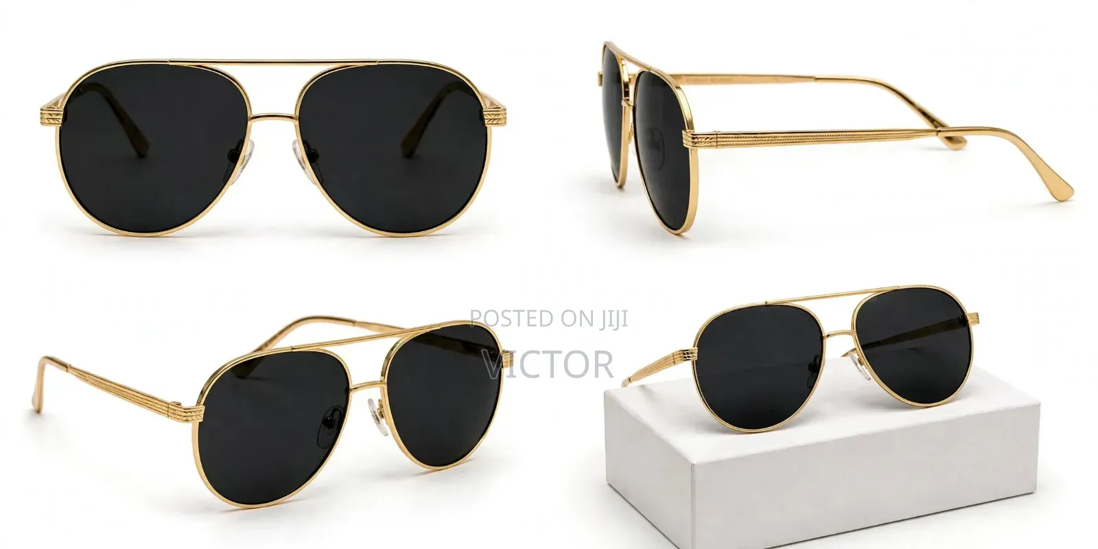 Rich Aunty Luxury Gold Aviator Sunglasses - Black Lens UV400 Baddie