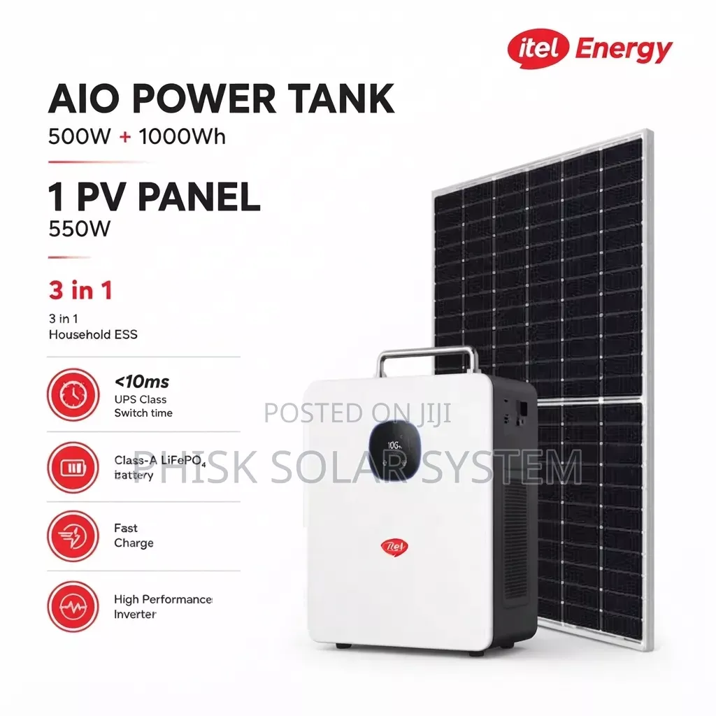 Itel 500W Solar Generator 1000Wh Lithium Battery + 550 Watt PV Panel