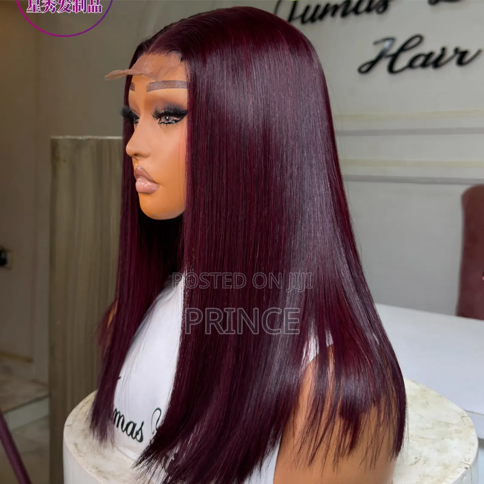 100% Human Hair" Bone Straight Wig