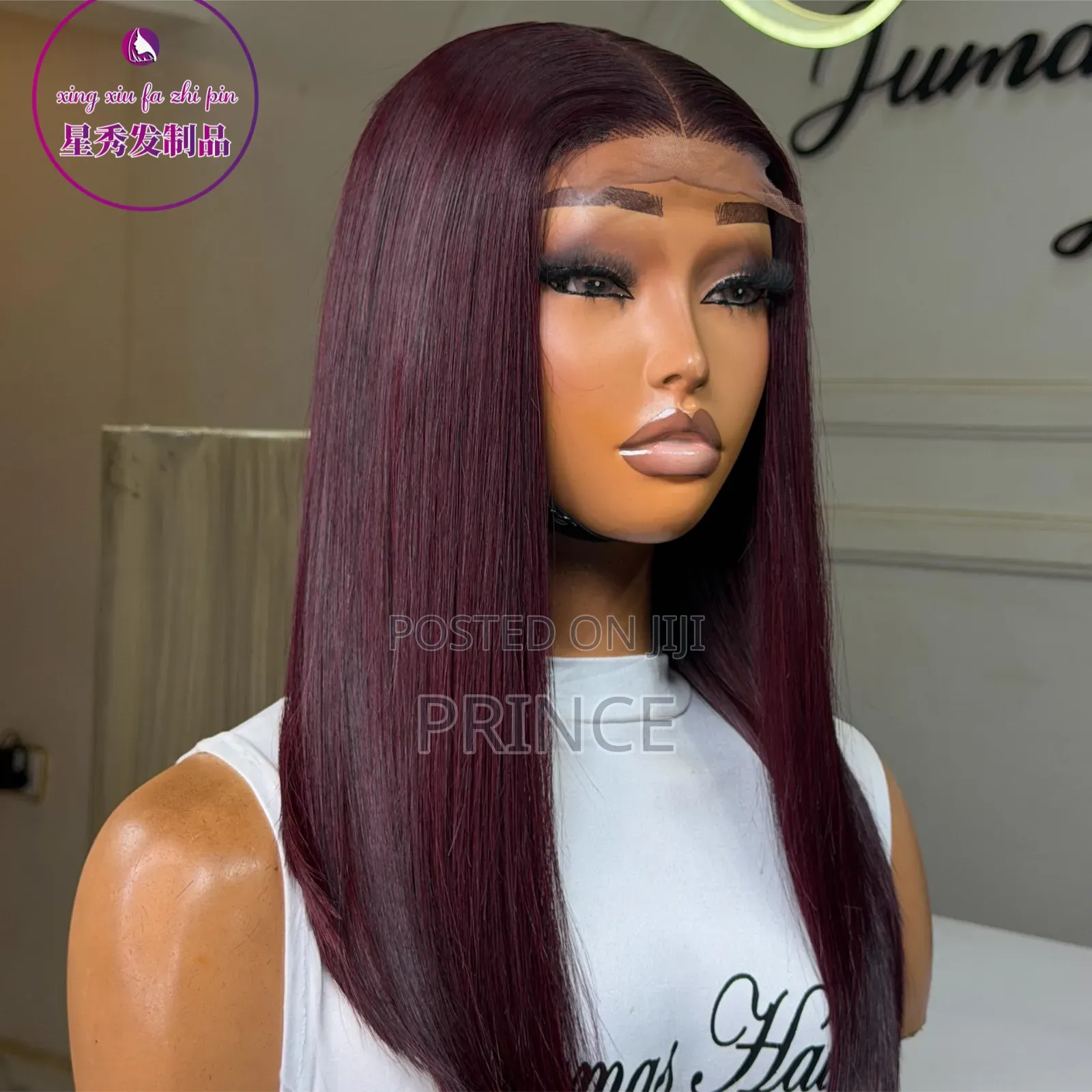 100% Human Hair" Bone Straight Wig