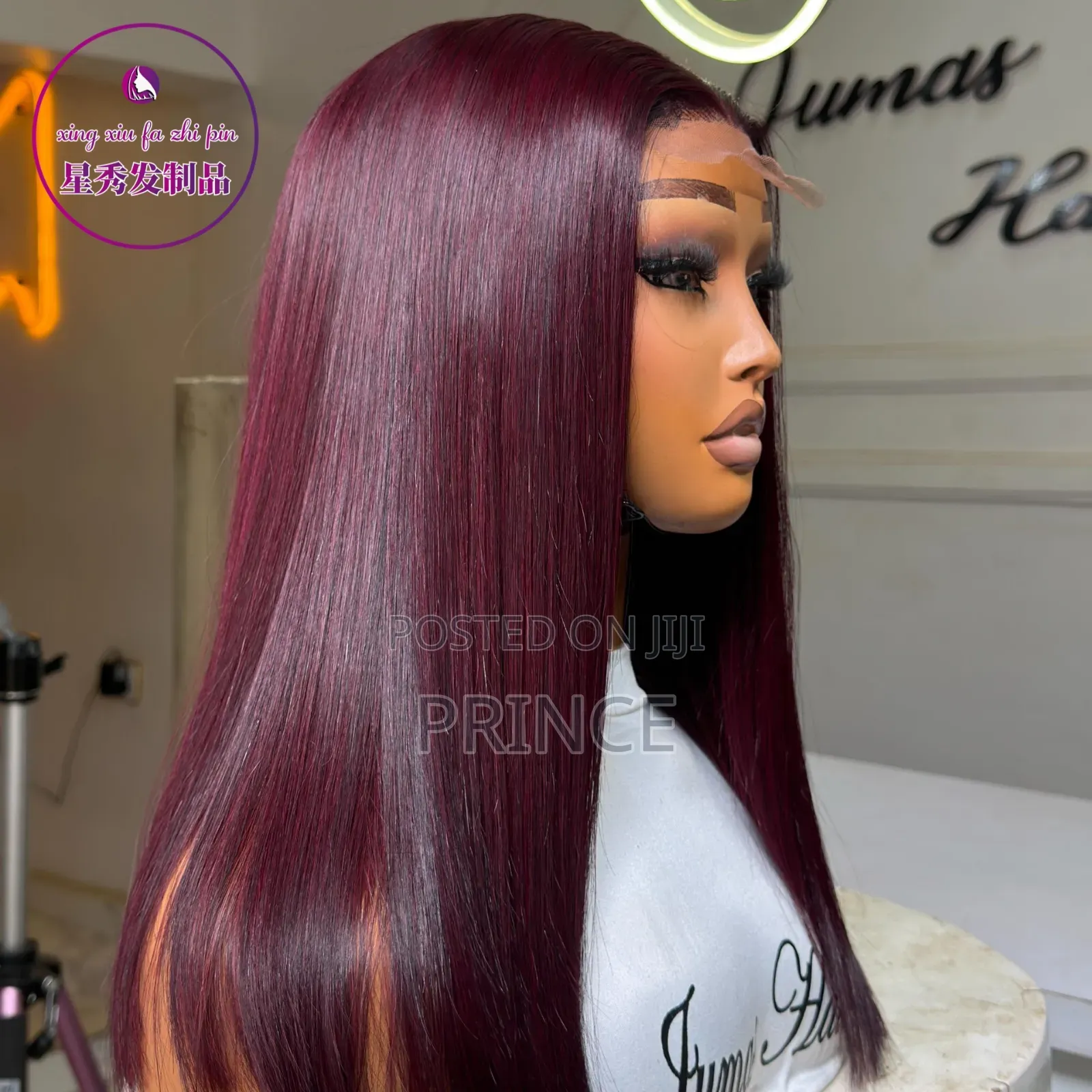 100% Human Hair" Bone Straight Wig