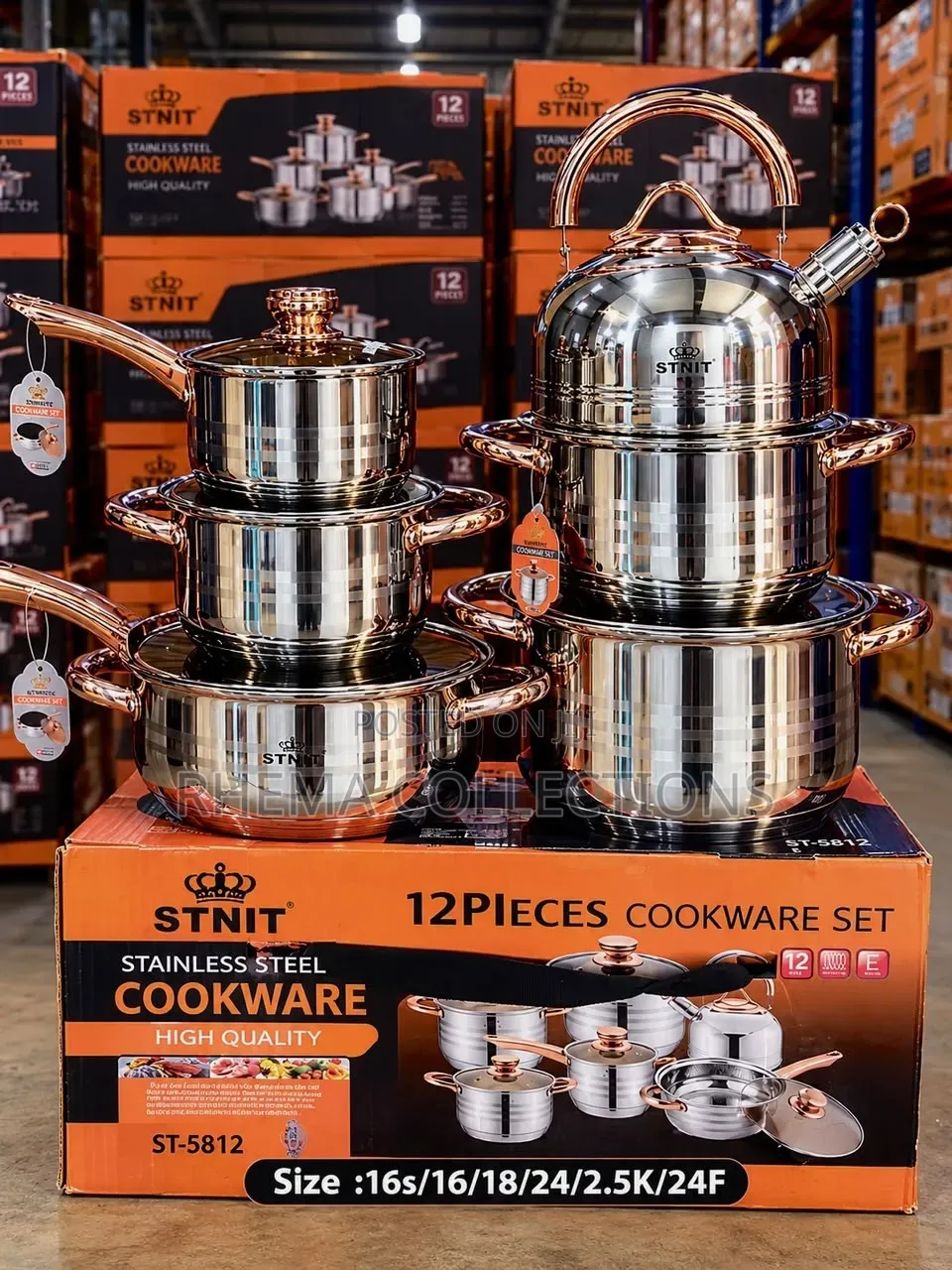 12Pcs Gold-Coated Stainless Cookware