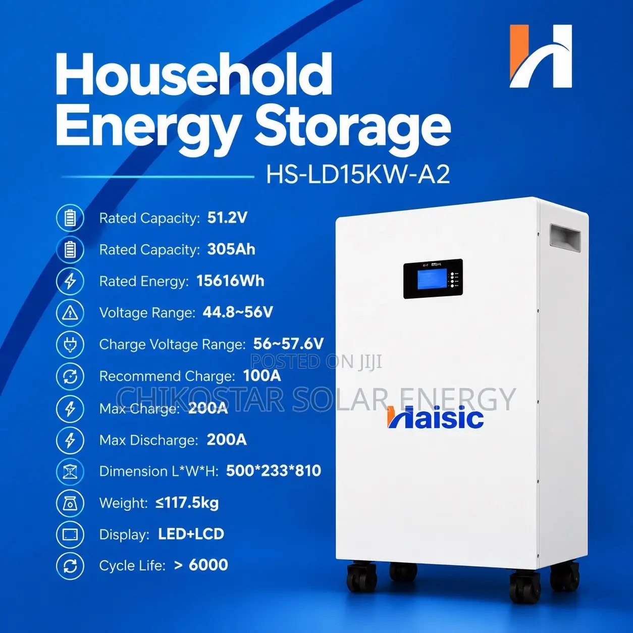 HAISIC 18KWh Lithium Battery | High Capacity Solar Energy Storage