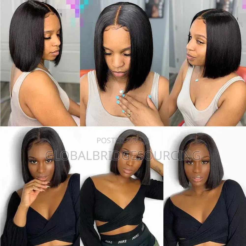 American Women's Short Straight Hair Micro Curly Bobo Head Wig