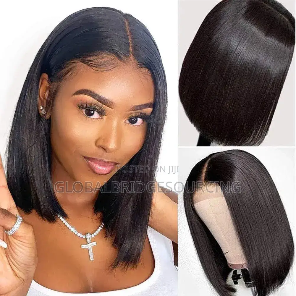 American Women's Short Straight Hair Micro Curly Bobo Head Wig