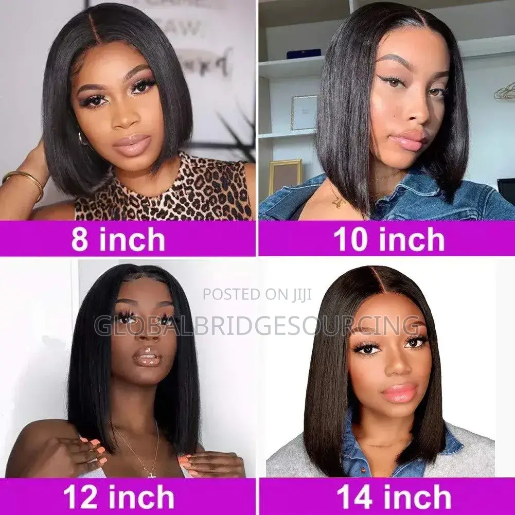 American Women's Short Straight Hair Micro Curly Bobo Head Wig
