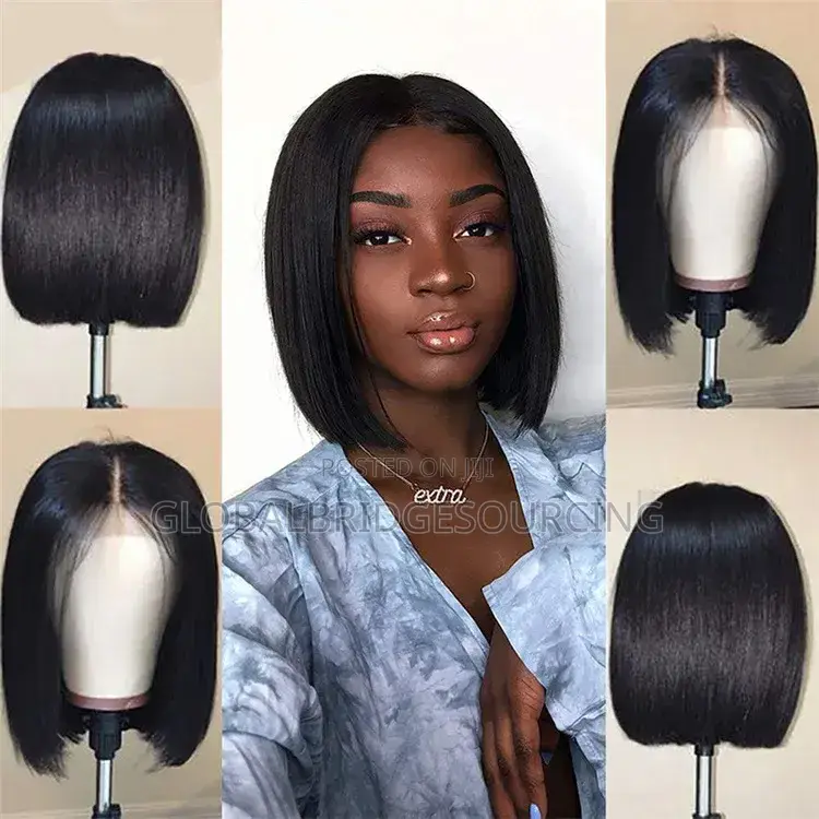 American Women's Short Straight Hair Micro Curly Bobo Head Wig