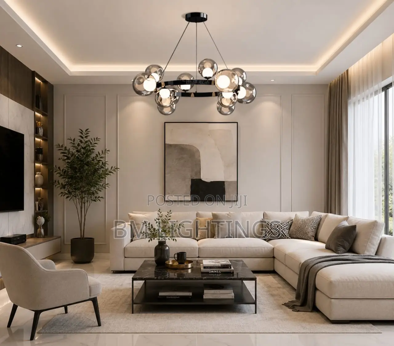 Modern Luxury Glass Chandelier - Smoke Glass Ball Chandelier