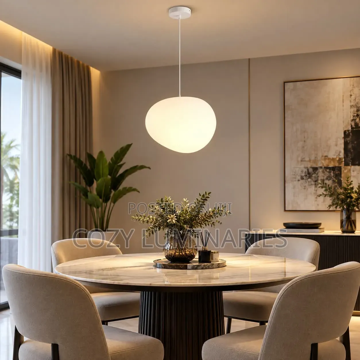 Modern Pebble Glass Pendant Light | Dining Table Hanging Lamp