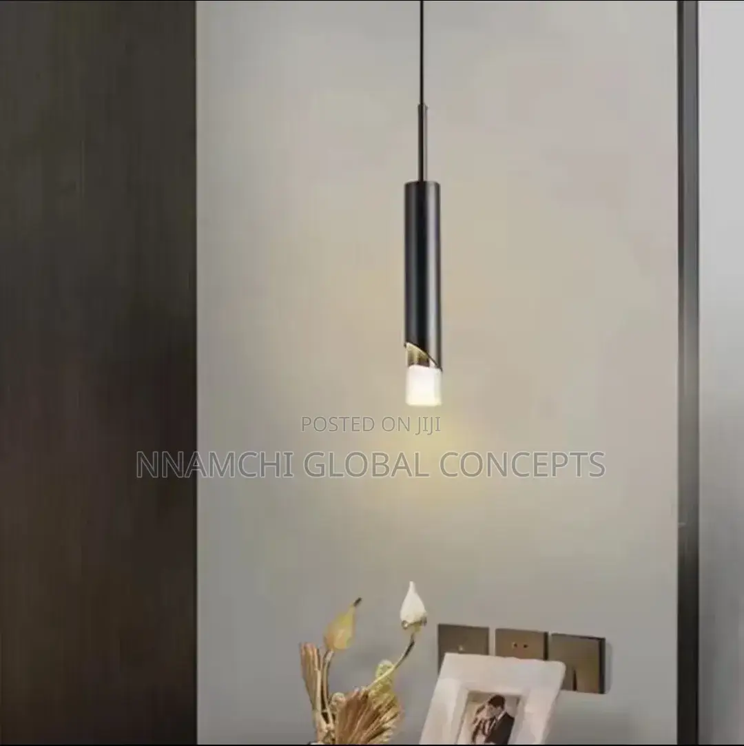 ASANZUOBedroom Bedside Led Pendant Lights Brass Black Tube Drop Light