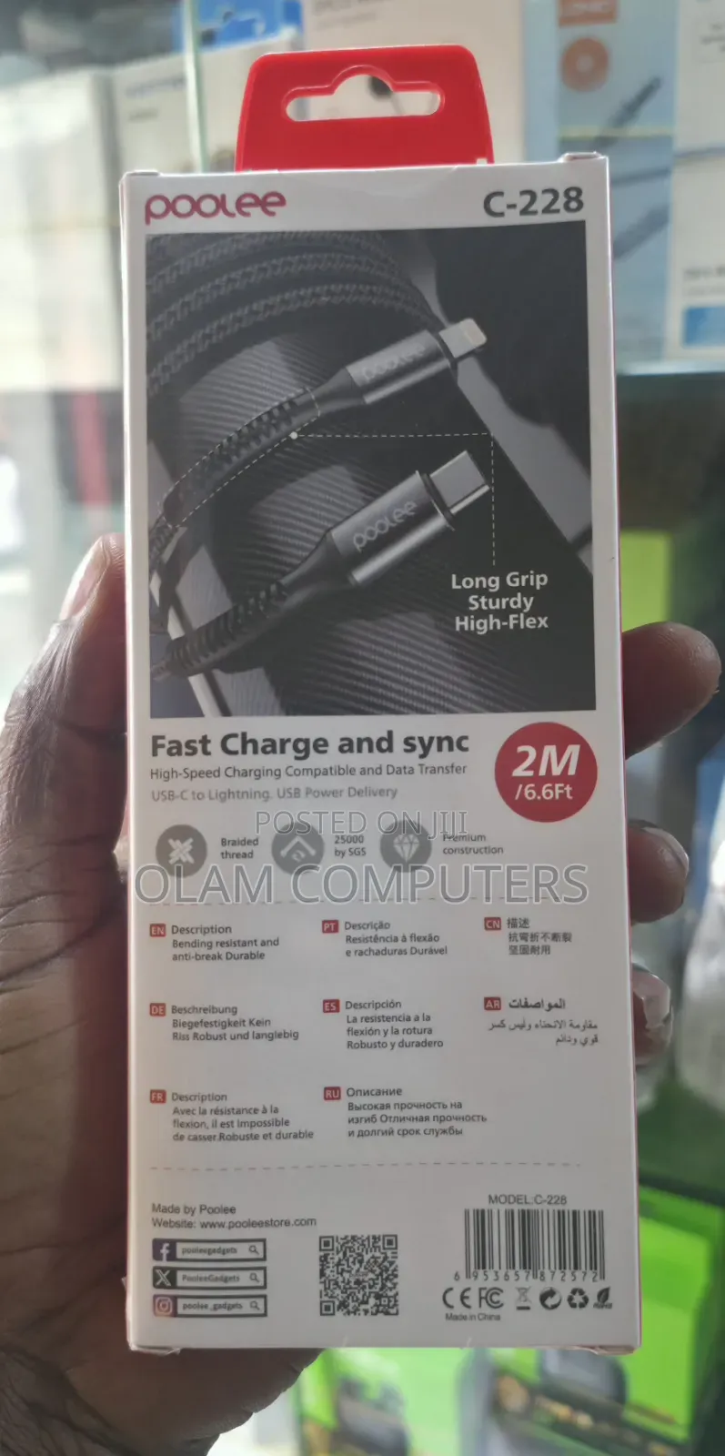 Poole C-228 Fast Charger and Sync USB-C to Lightning