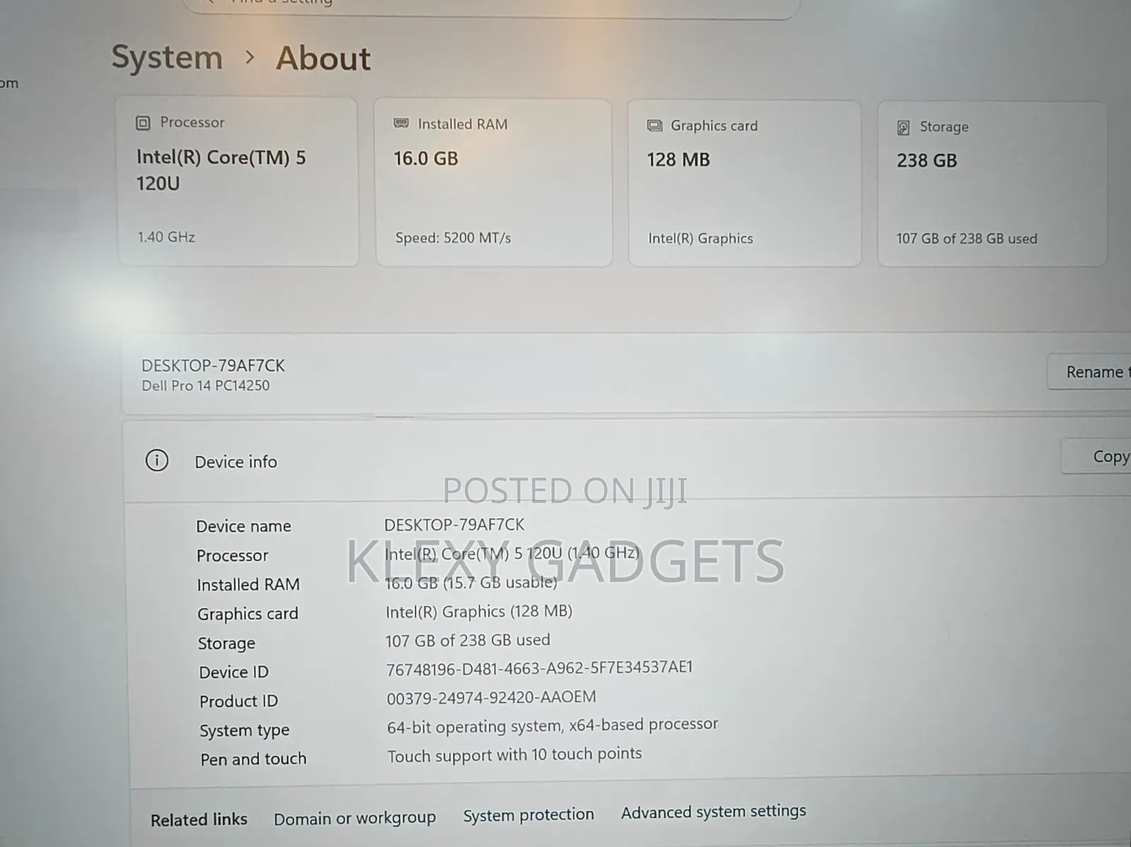 Laptop Dell Pro 14 16GB Intel Core 5 SSD 256GB